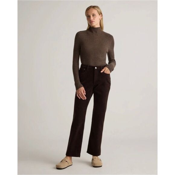Quince Espresso Brown Organic Stretch Corduroy Straight Leg Pants Size 8 Casual - Picture 1 of 15